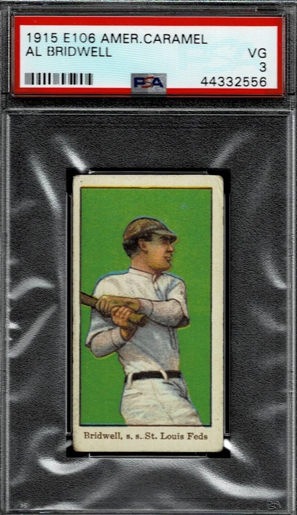 1915 E106 Al Bridwell Baseball Card Swinging Caramel Card