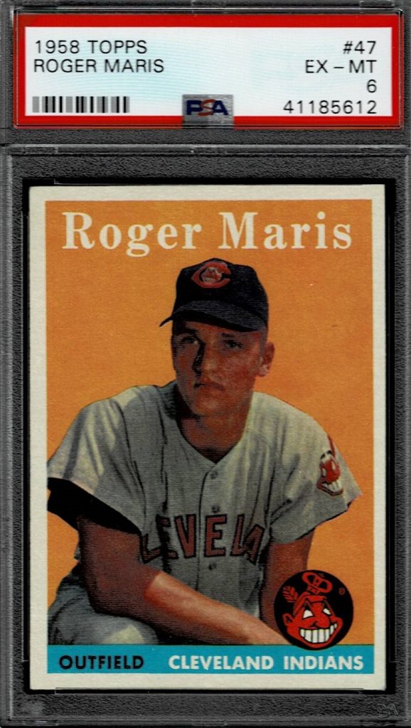 1958 Topps Roger Maris Baseball Card Rookie Cleveland Card # 47
